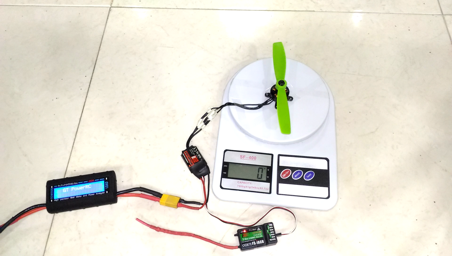 Measuring Brushless Motor's Thrust,Amps easily Flite Test