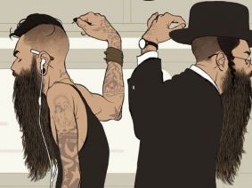 The New Yorker April 11, 2016 cover by Israeli artist Tomer Hanuka.