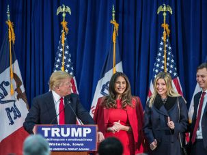 At His Side: Jared Kushner rallies for Donald Trump in Iowa.