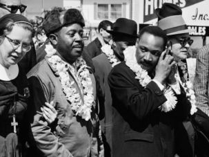 ?Pray With Our Legs
: Rabbi Abraham Joshua Heschel, right, marches with Dr. Martin Luther King and other civil rights leaders.				