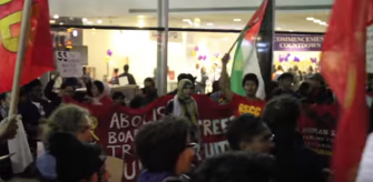 Students protest at Hunter College, a part of the CUNY university system.