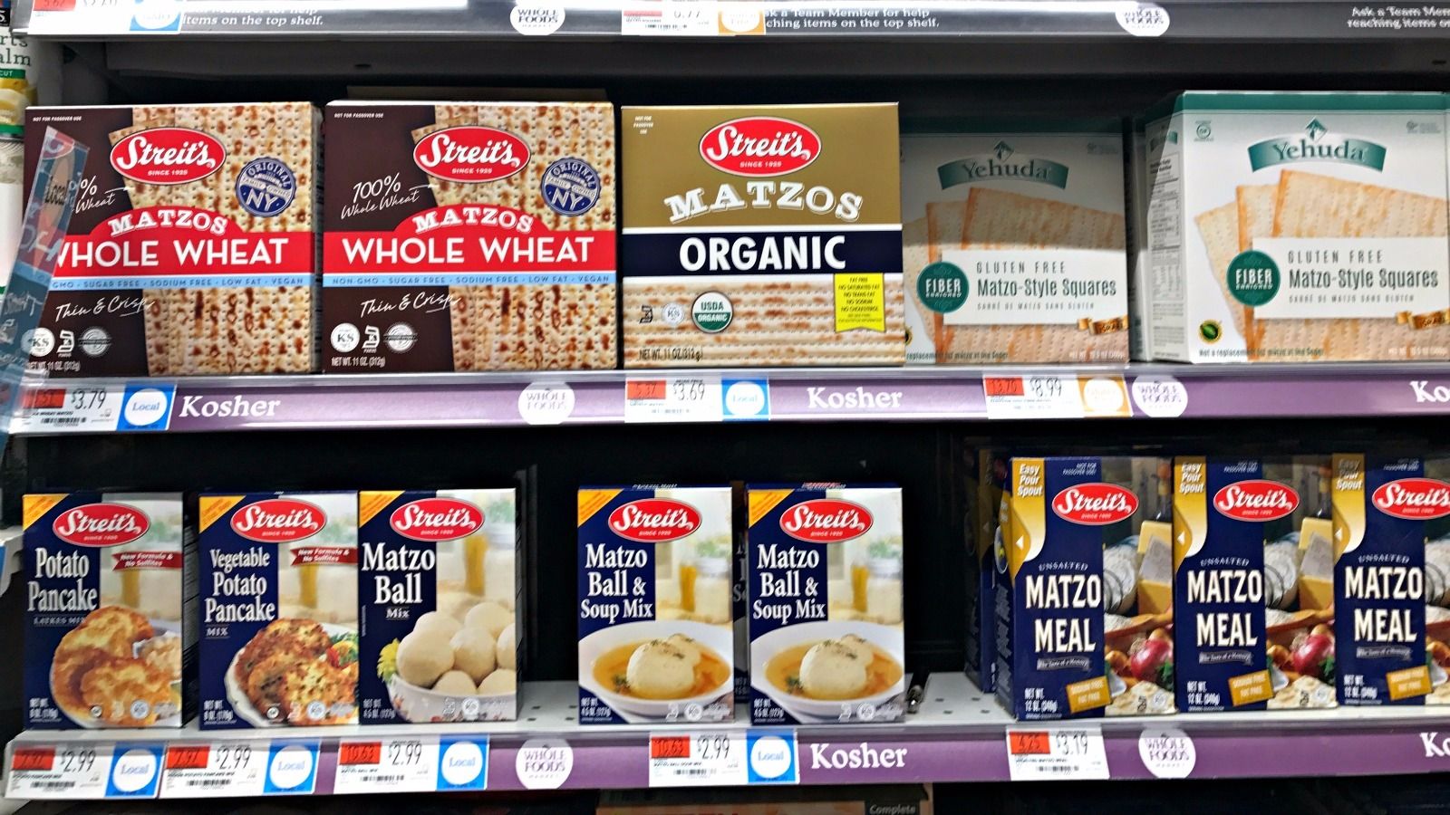 Matzo and other packaged goods in the Jewish section of the store were not on sale.