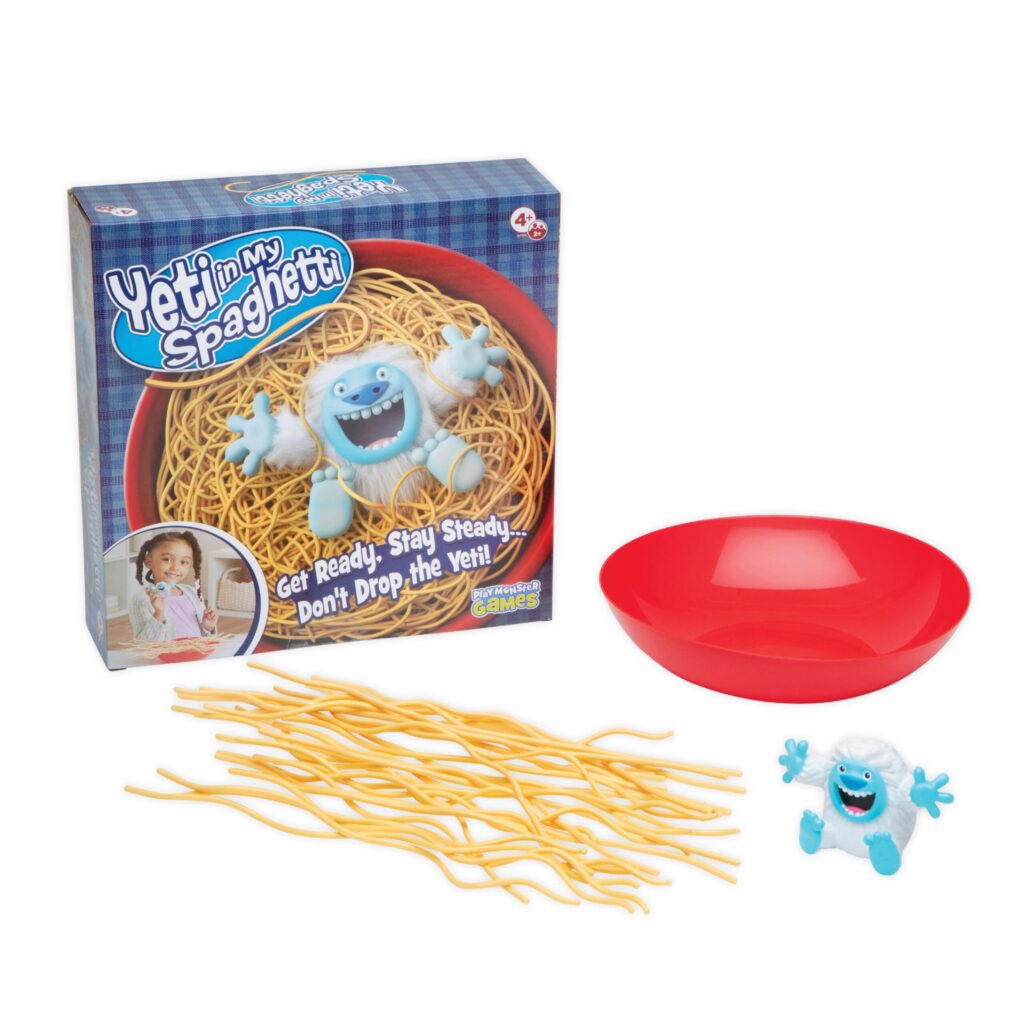 Yeti in My Spaghetti board game for kids ages 4 to 6 focused on coordination and careful movement