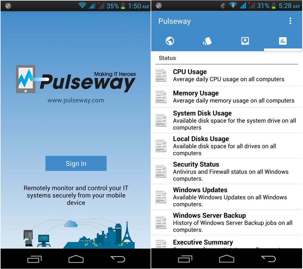 Pulseway is a remote monitoring application that allows IT teams and professionals to manage and control their IT infrastructure whenever, wherever from their smartphones or tablets.