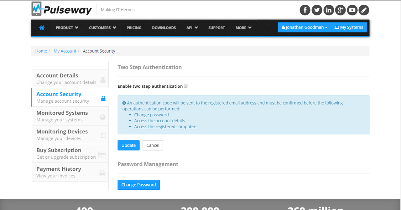 Aside from two-way authentication, Pulseway employs various other security measures to ensure your IT infrastructure is safe from intruders.