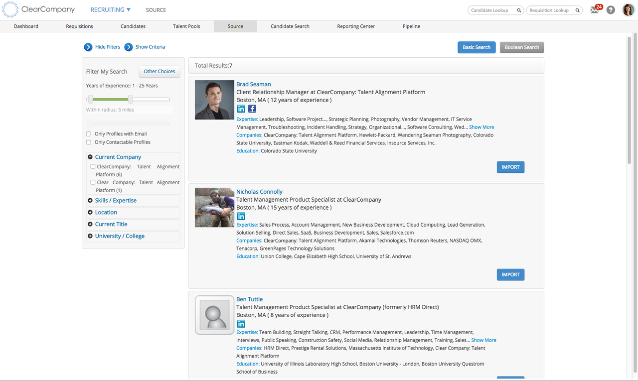 ClearCompany's candidate sourcing feature gives companies access to millions of candidate profiles, reducing the time, effort, and money involved in finding the right talents.