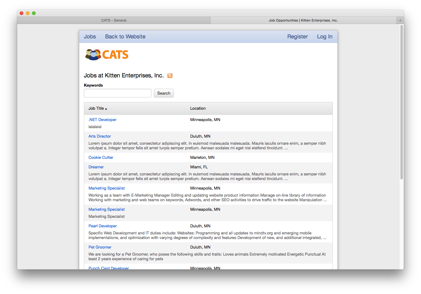 CATS' career portal can be customized to work seamlessly with the rest of a business's website.