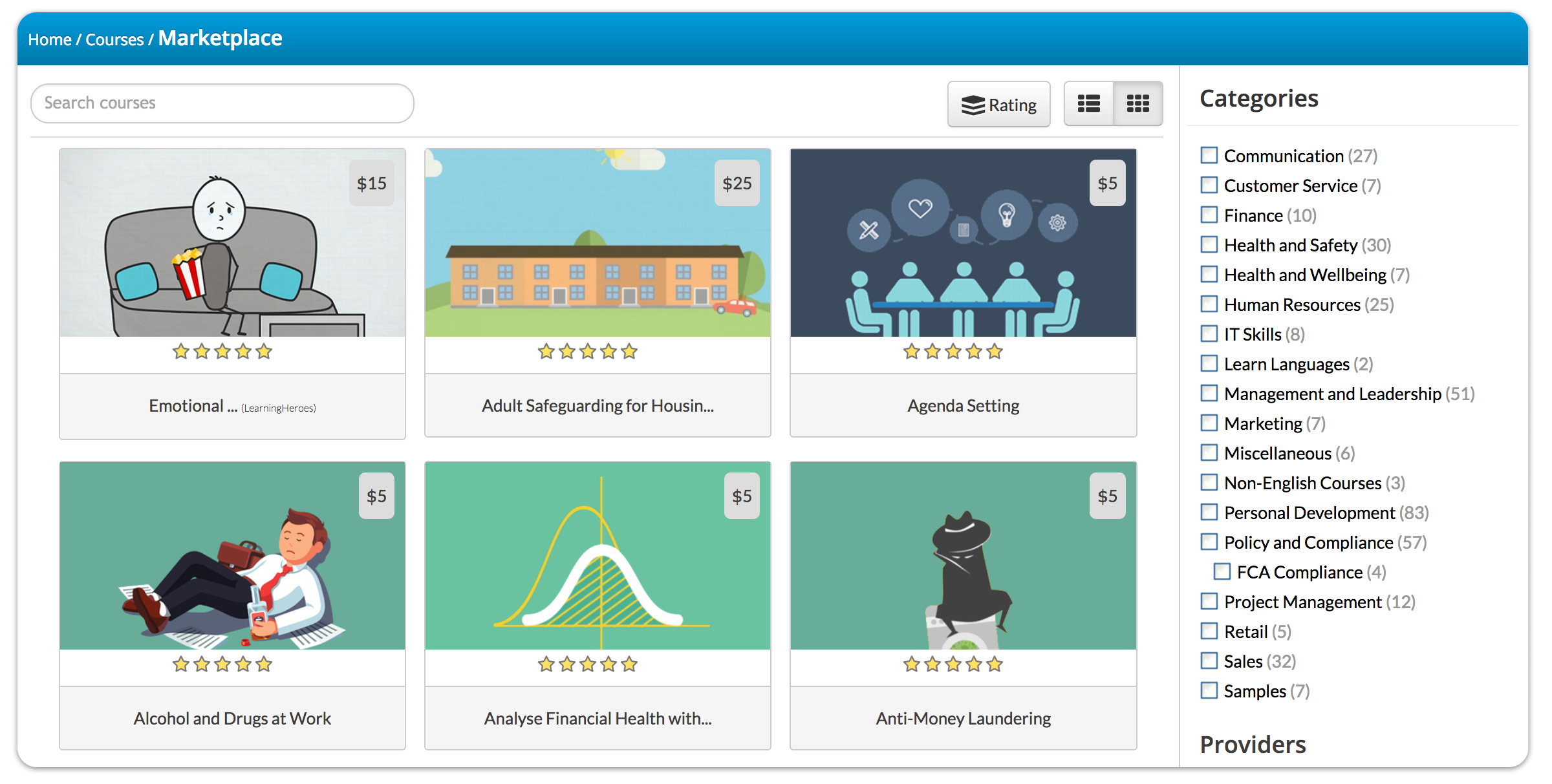 The TalentLMS online course marketplace is a platform where trainers and learners meet