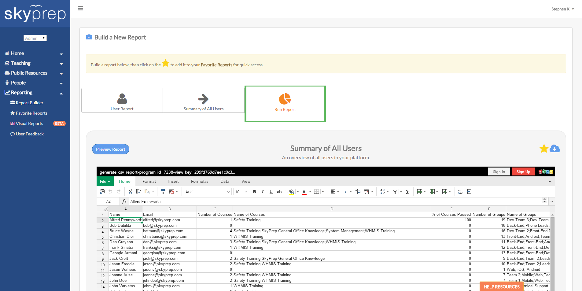 Building real-time reports.
