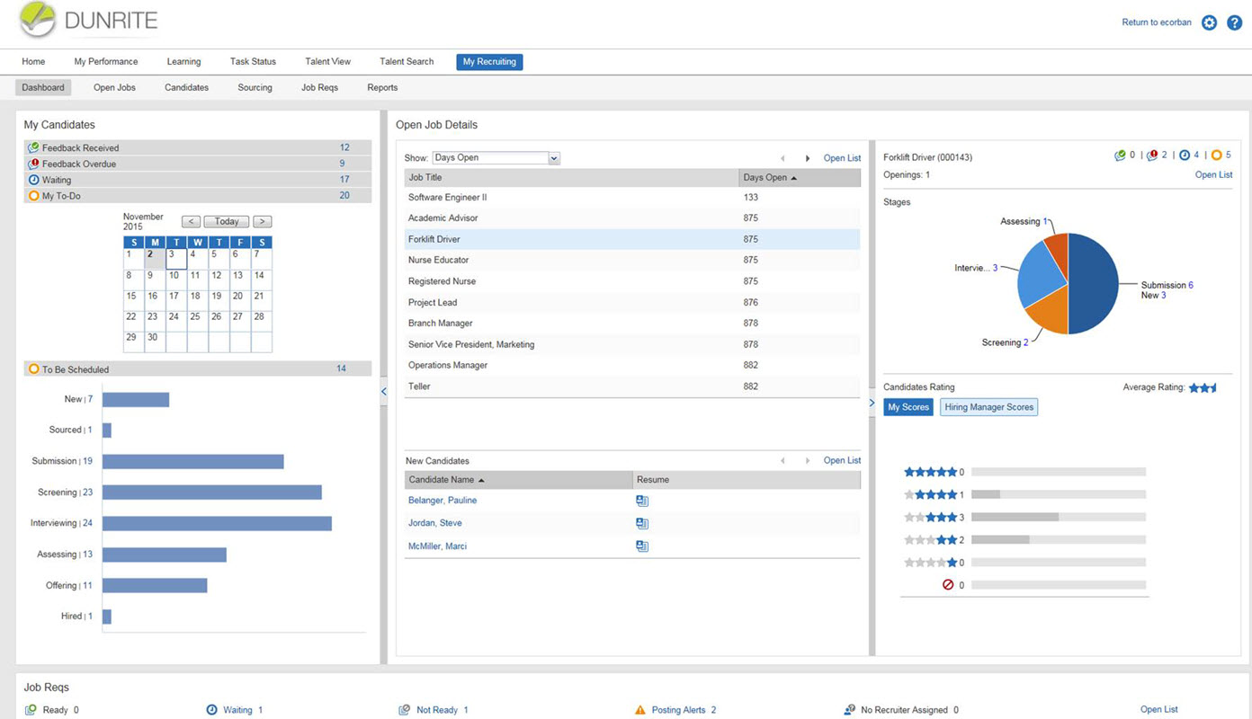 Halogen Talent Acquisition keeps track of the status of each application in one centralized platform.