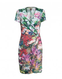 Printed Knit Jersey Faux Wrap Dress  | Issa