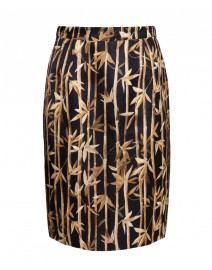 Bamboo Print Linen Blend Pencil Skirt | Les Copains