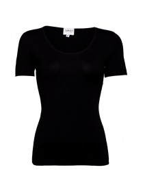 Black Scoop Neck Short-Sleeve Jersey Top | Armani Collezioni
