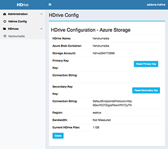 hdrive configuration for aws (amazon s3 bucket), or blob storage (microsoft azure container), or gcs (google bucket).