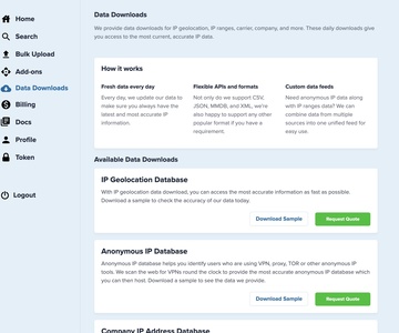 IPinfo Data Downloads, in-premise enterprise solutions