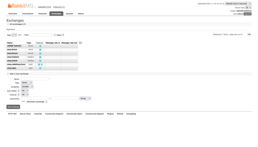 RabbitMQ dashboard with full access