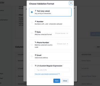 Validation rules library