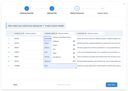 Smart column matching