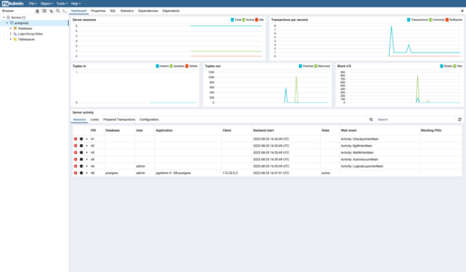 PgAdmin web UI