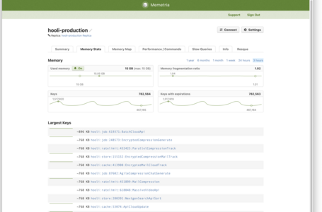 Memory stats and largest Redis key tracking