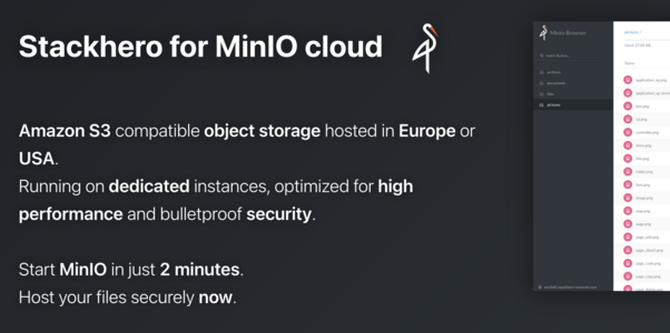 MinIO (Object Storage) cloud at https://www.stackhero.io/en-US/services/MinIO/benefits