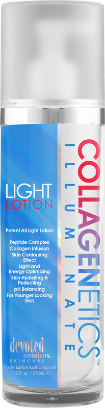 light up lotion with glutathione and collagen Devoted Creations Collagenetics Illuminate Light Lotion 7oz - Case Count - 12