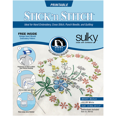 Stick 'n Stitch - 8 1/2'' x 11'' -  12 Printable Sheets