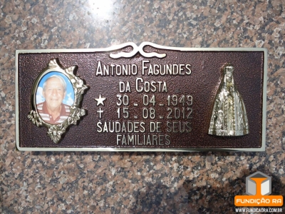 Placa Modelo Bigode em Bronze  para Foto Florida com N.S.Aparecida 