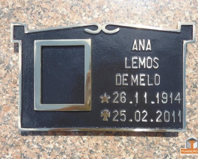 Placa Modelo Casa Em Bronze Para Foto Retangular