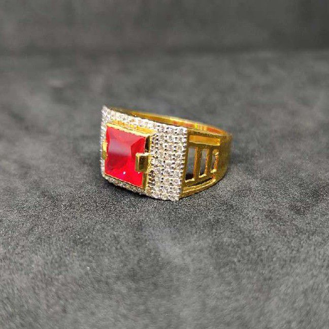 916 Men's colour stone gold ring