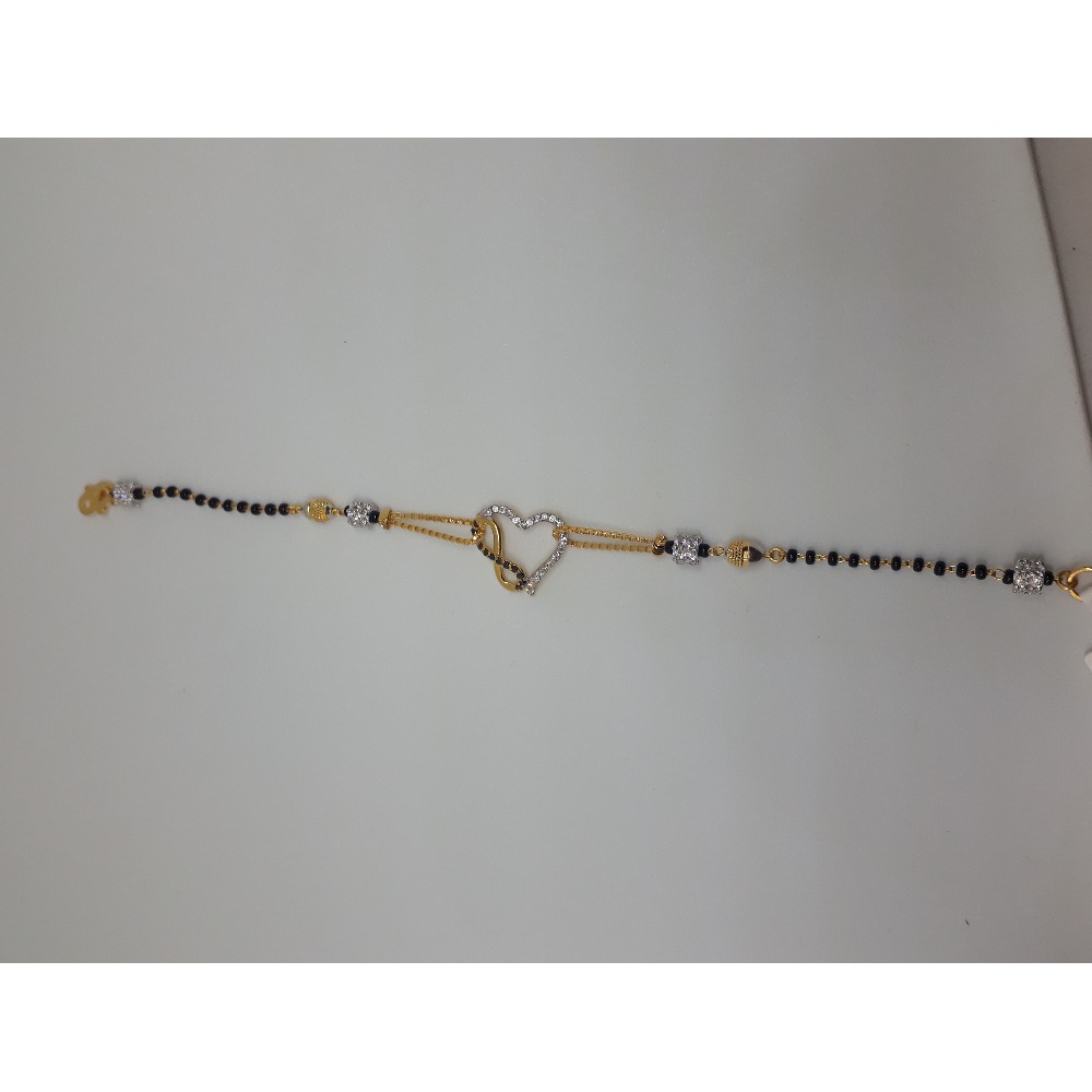 916 Gold CZ Heart Design Mangalsutra Bracelet IO-B006