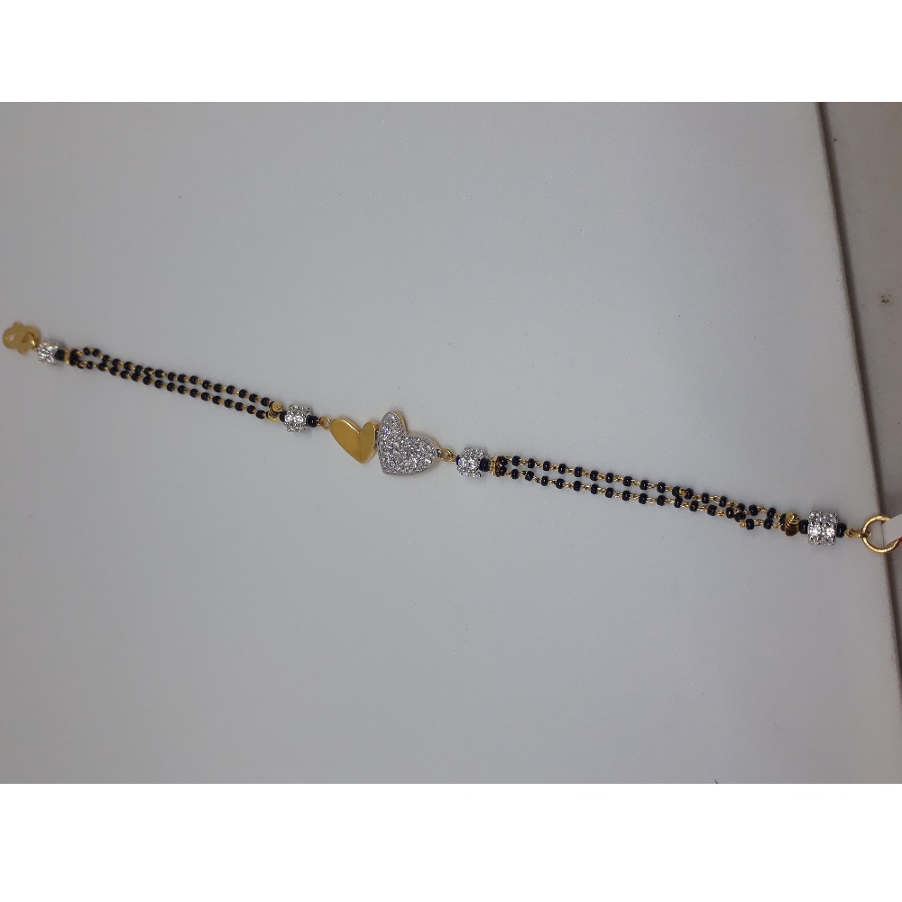 916 Gold CZ Heart Design Mangalsutra Bracelet IO-B004