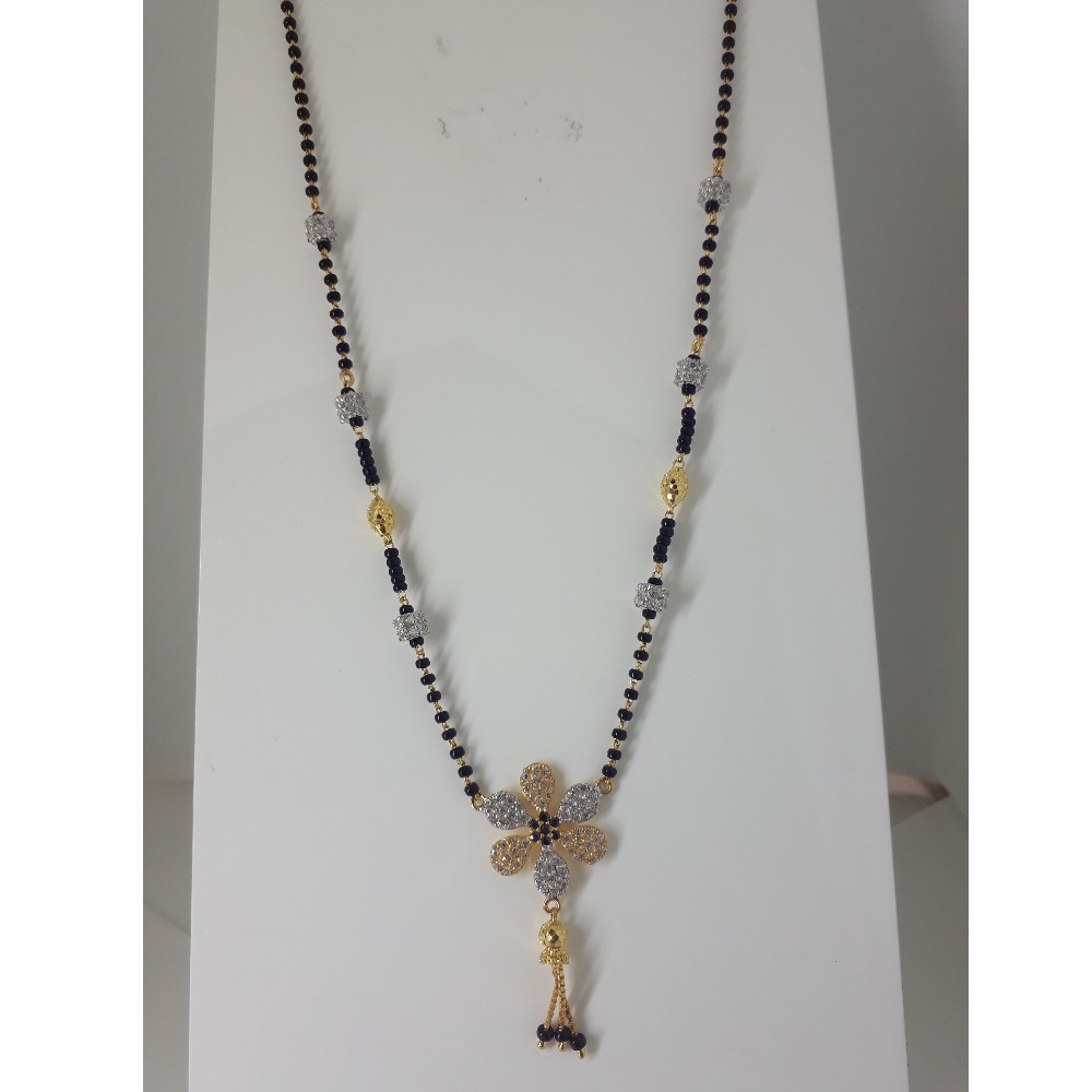 916 Gold CZ Flower Design Mangalsutra IO-030