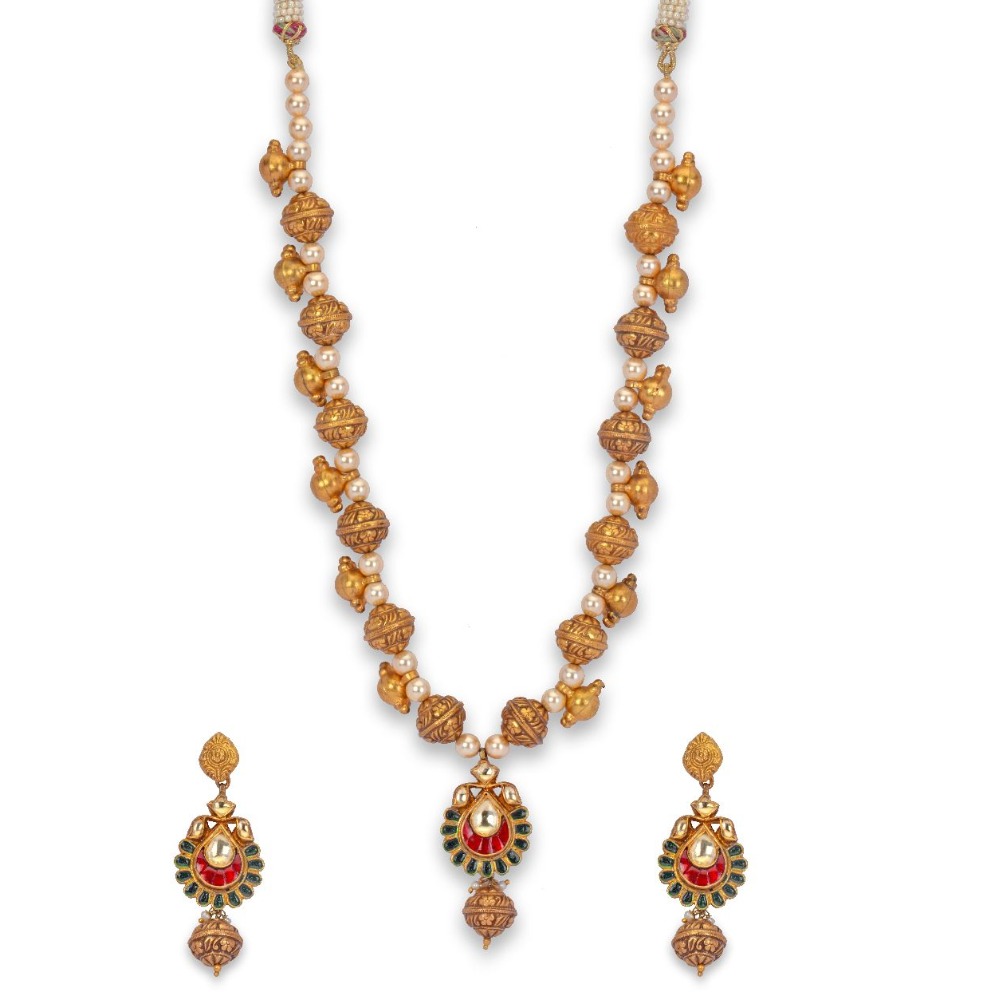 925 silver traditional meenakari necklace set with garnet stone