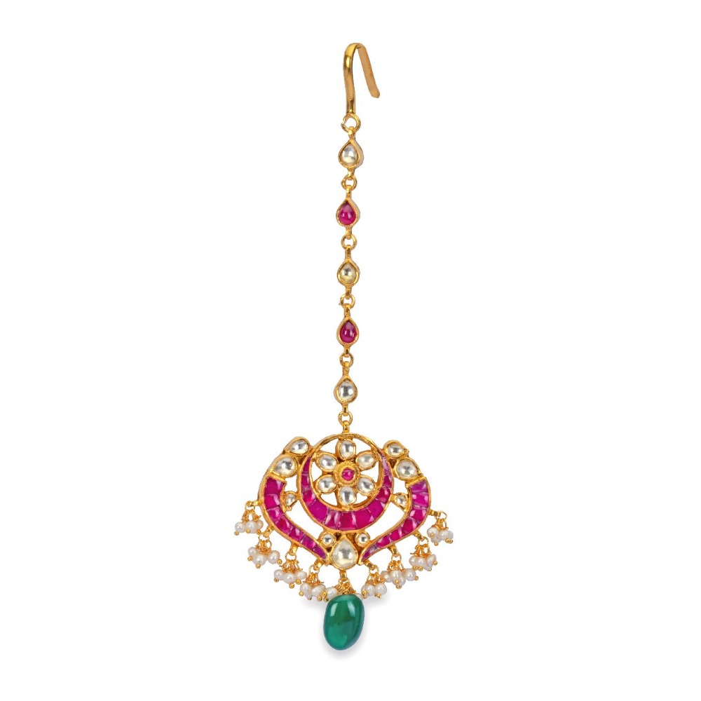 925 silver ruby & moissanite stone tika