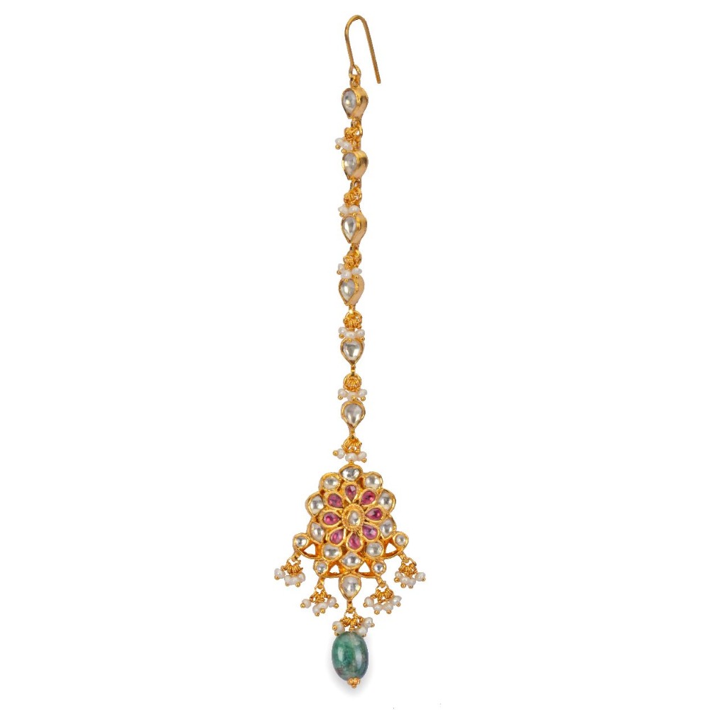 925 silver pink tourmaline and moissanite stone tika