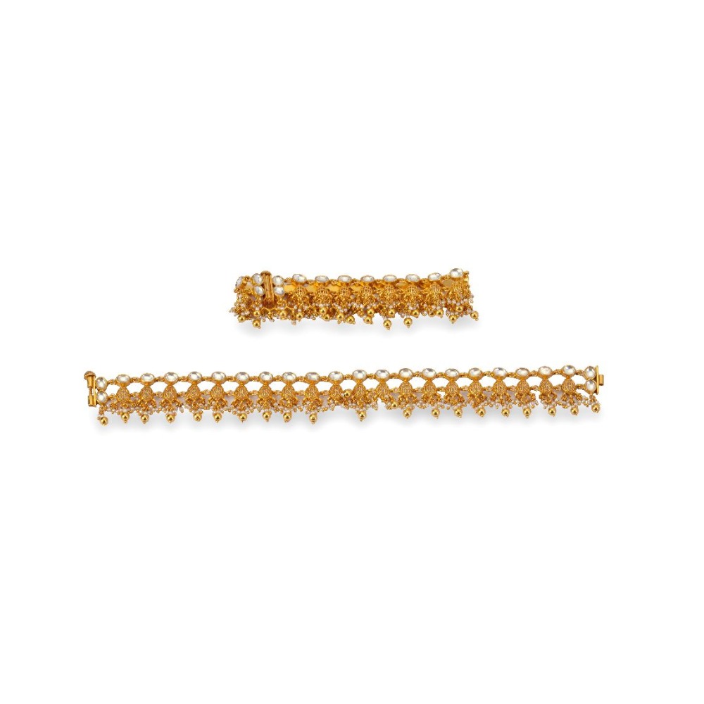925 silver gold plated moissanite stone payal