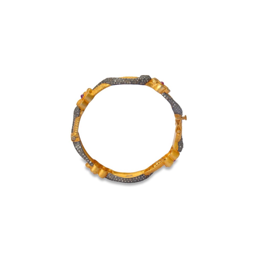 925 silver floral patterns with un cut diamond bracelet
