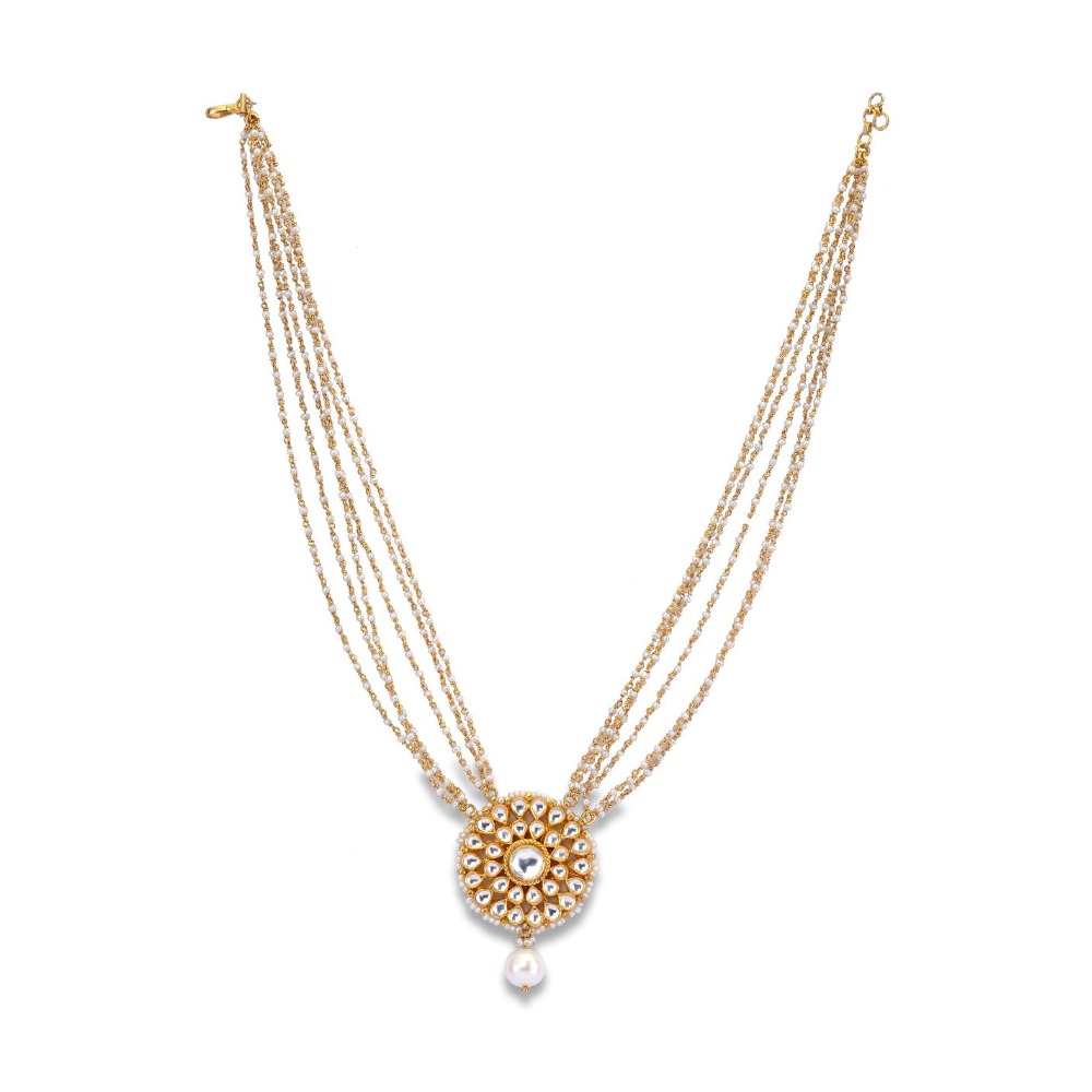 925 silver cultured pearls & khakho moti pendant set