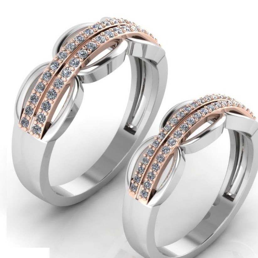 18ct gold & 950 platinum  couple ring