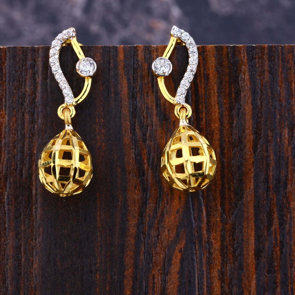 22CT Gold Cz Women's Gorgeous Hallmark  Jhummar Earring LFE362