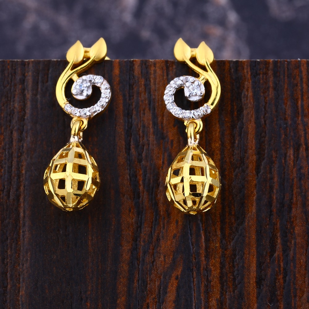 22CT Gold Cz Women's Designer Hallmark  Jhummar Earring LFE358