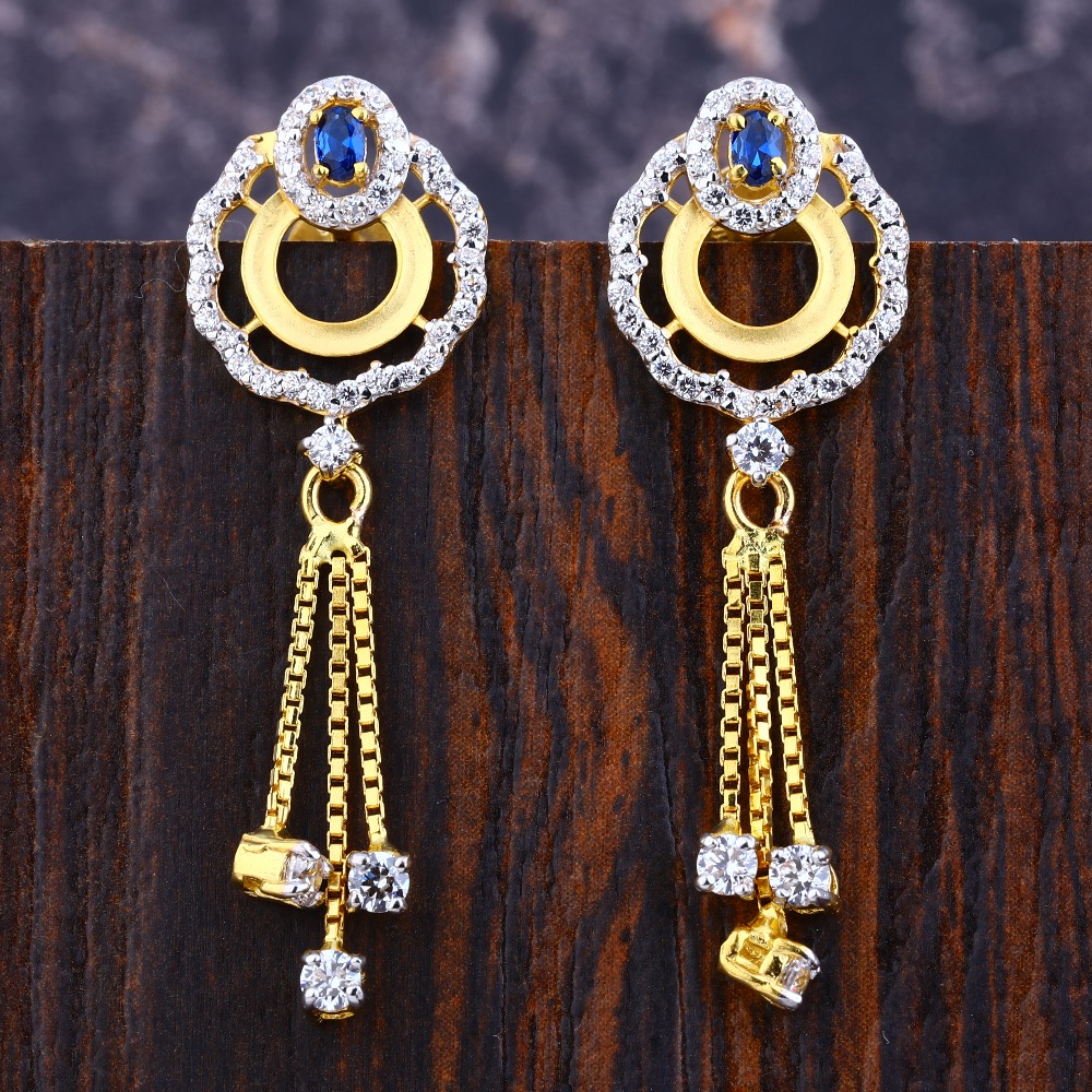 22CT Gold Cz Women's Classic Hallmark  Jhummar Earring LFE357