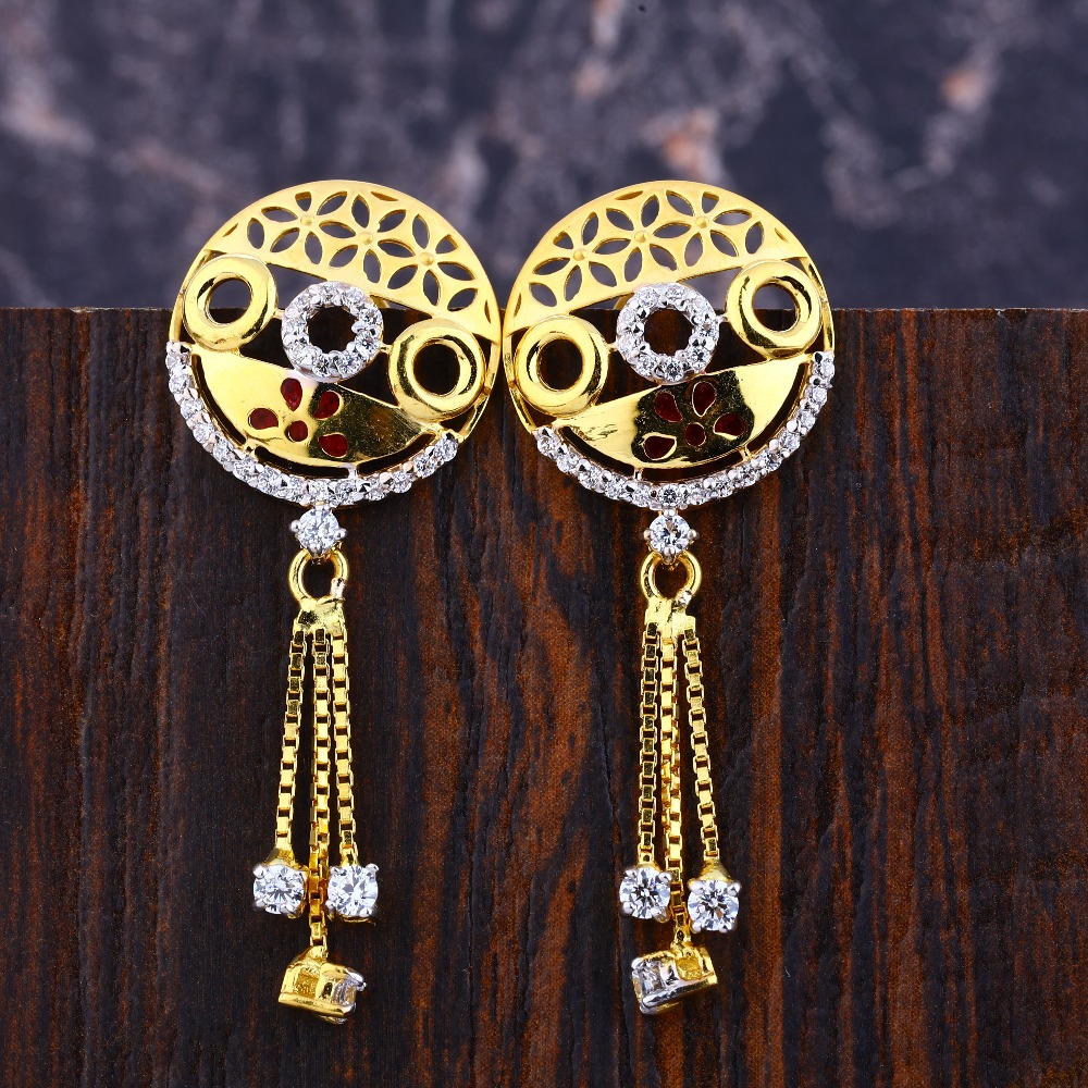 22CT Gold Cz Ladies Gorgeous Jhummar Earring LFE354