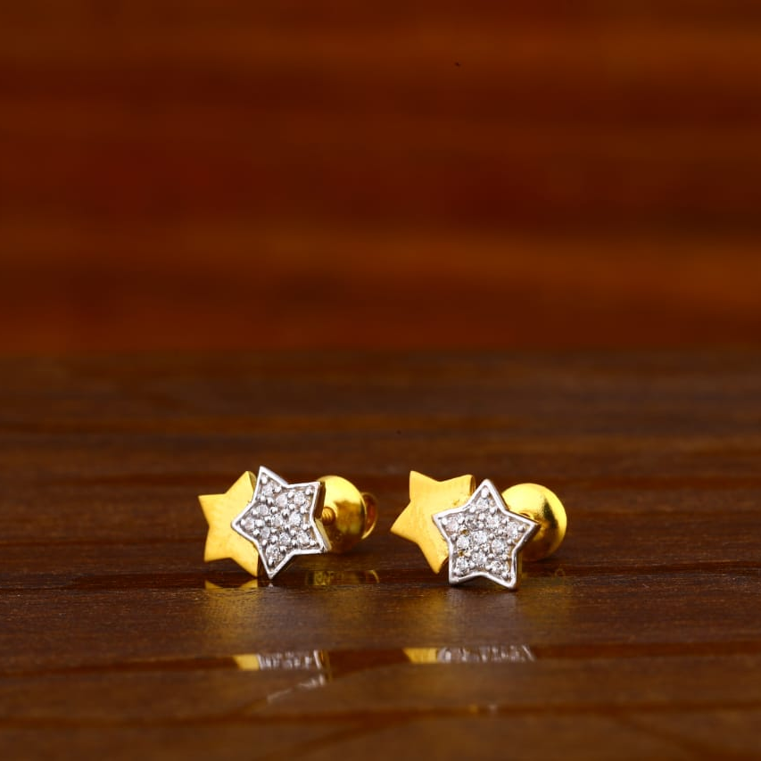 22CT Gold CZ Hallmark Fancy Ladies Tops Earrings LTE305