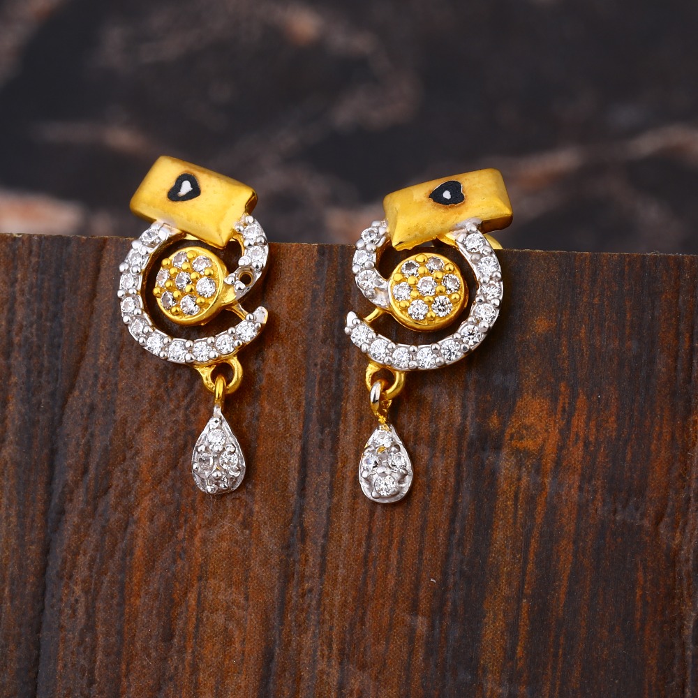 22KT  CZ Women's Classic Hallmark Gold Earring LFE661
