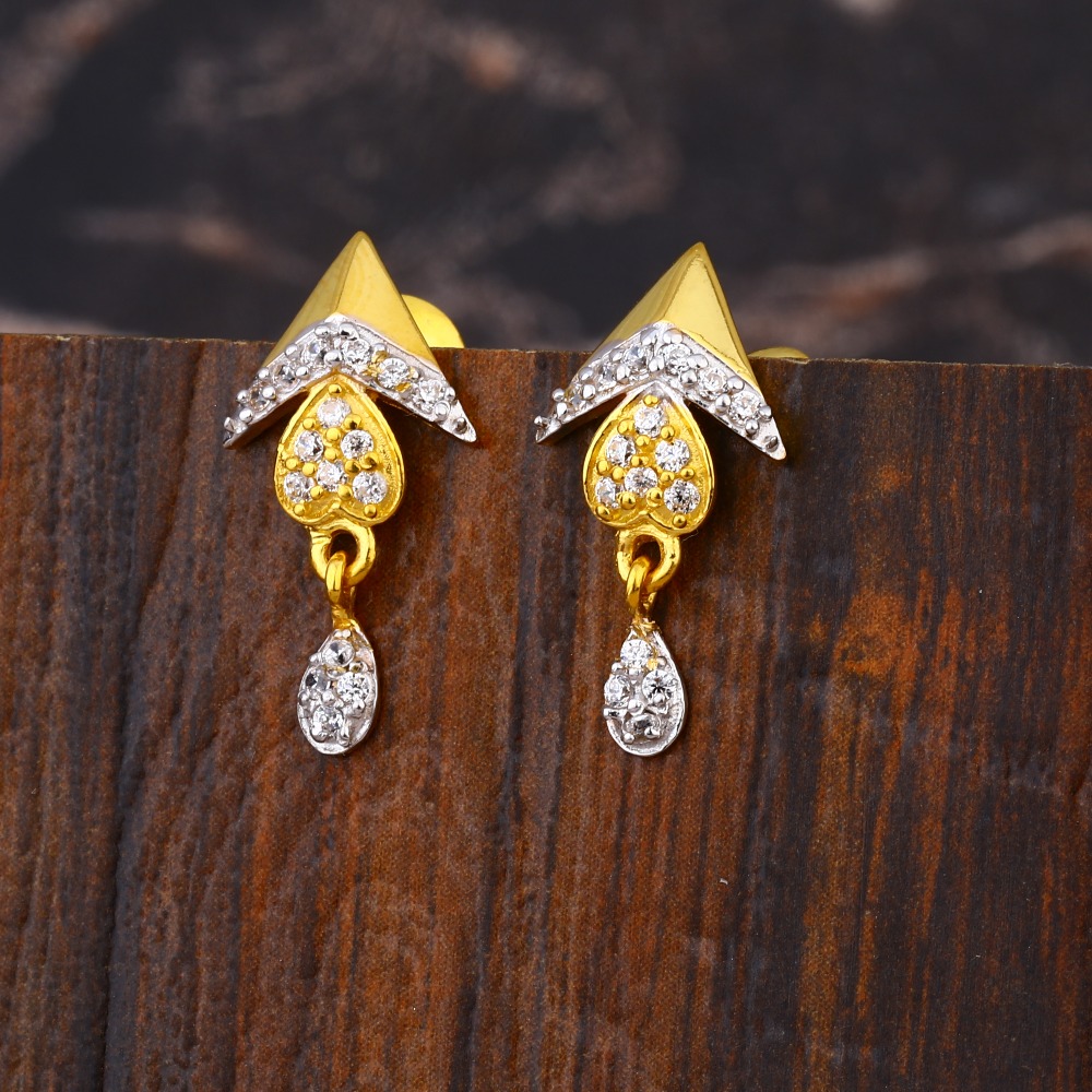 22KT  CZ Ladies Classic Gold Earring LFE652