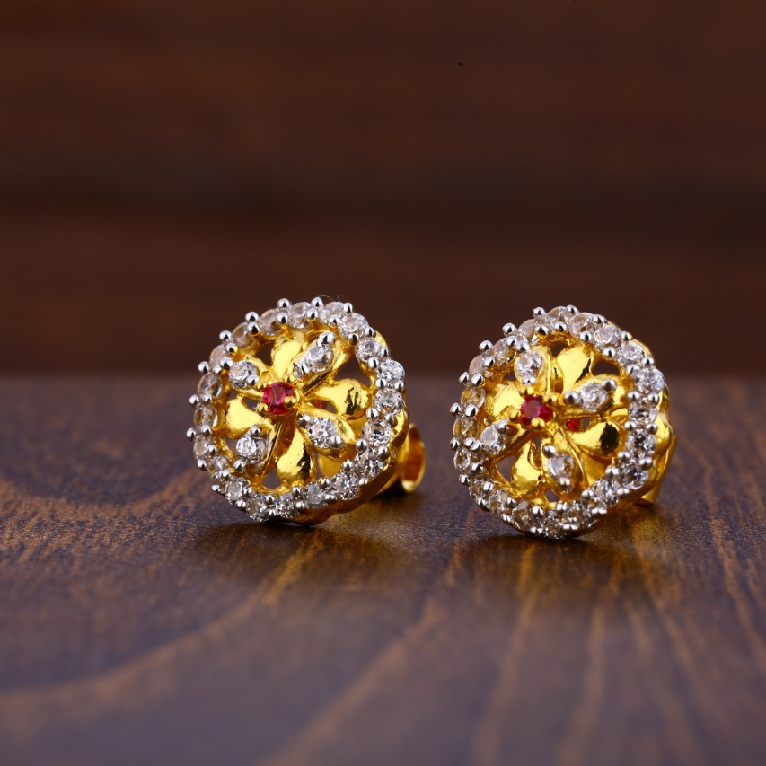 916 Gold CZ Hallmark Delicate Ladies Tops Earrings LTE229