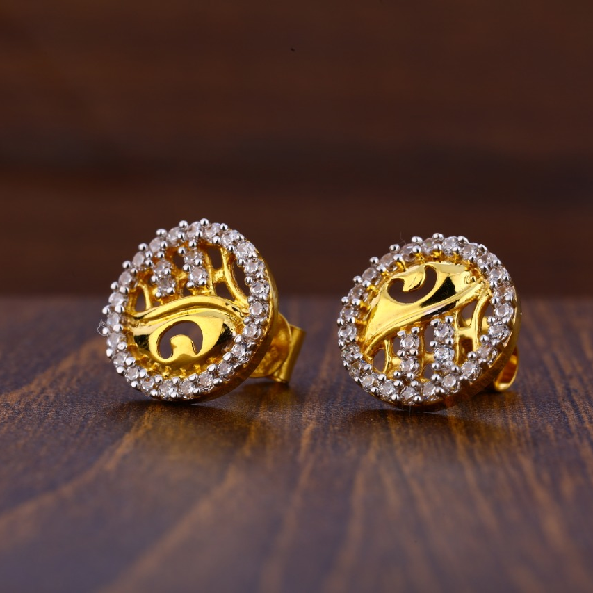 916 Gold CZ Classic Ladies Tops Earrings LTE219