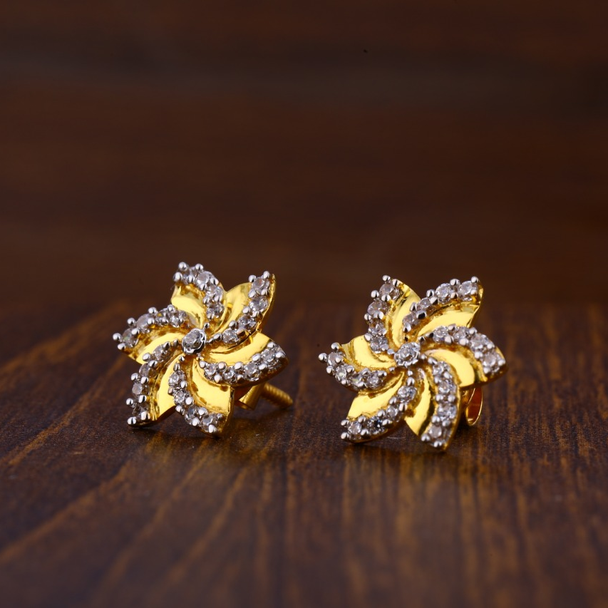 22CT Gold CZ Hallmark Delicate Ladies Tops Earrings LTE195